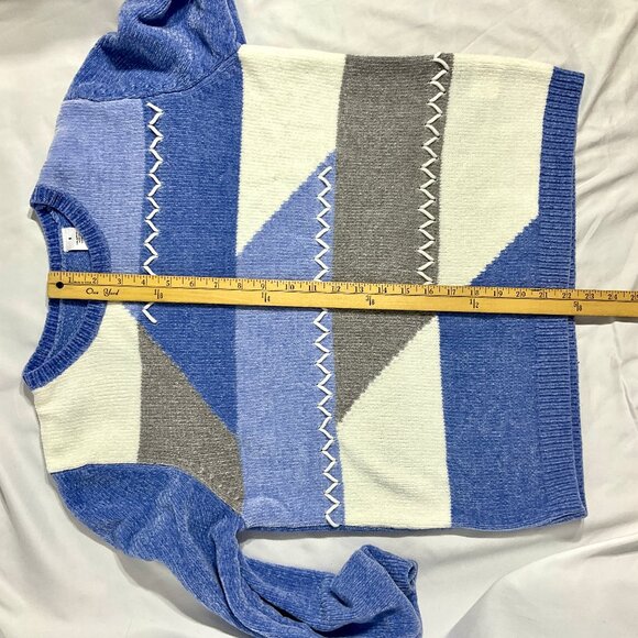 Alfred Dunner Sweater Sz Small Blue Geometric - Picture 7 of 10